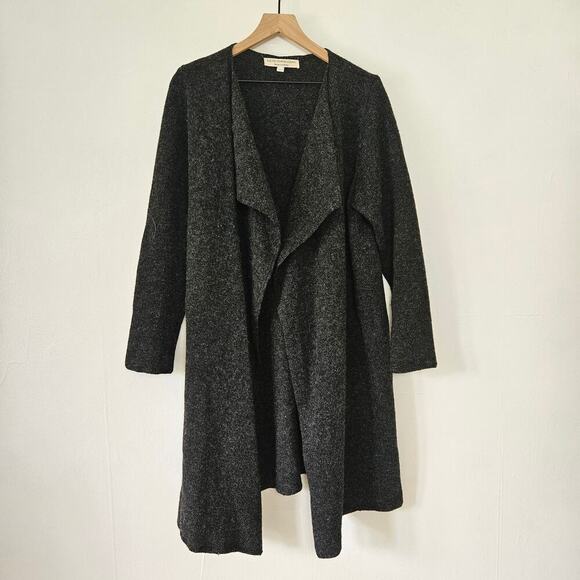 Baltic Inspirations Wool Long Cardigan Sweater XL Charcoal Grey‎ Open Front - Picture 2 of 8